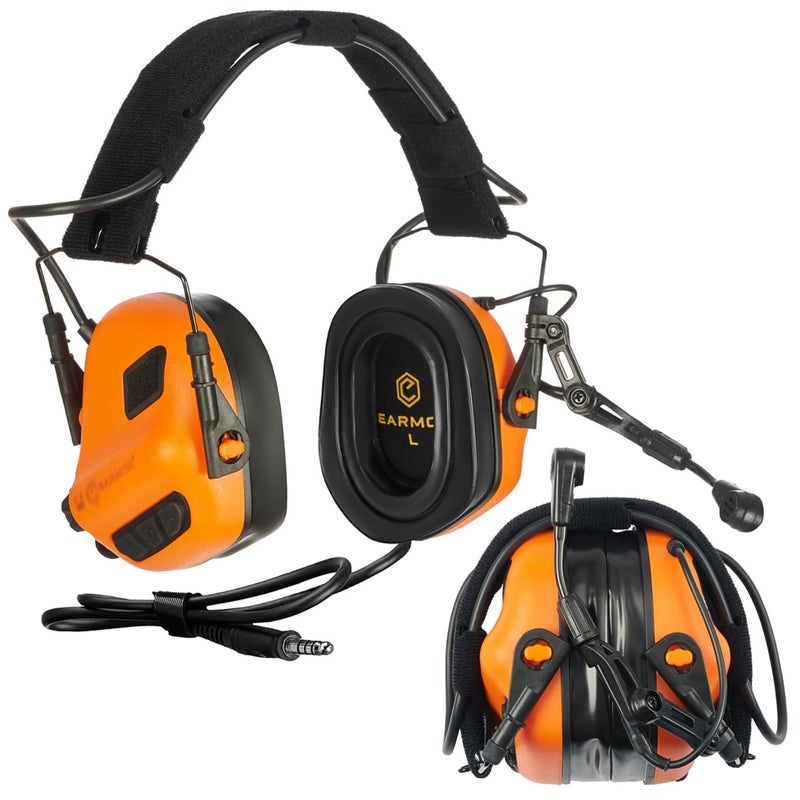 EARMOR M32 PLUS Tactical Headset for Helmet - Noise Canceling Headphones with mic for Shooting & Hunting Earmuffs, Nato TP120 Jacket, Orange - Image 1
